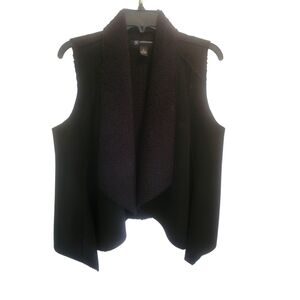 Black Sleeveless Vest with Shawl Collar